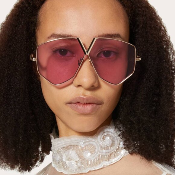 NEW VALENTINO VLS-115C OVERSIZED PINK TITANIUM SUNGLASSES VALENTINO V-HE… - Picture 1 of 12